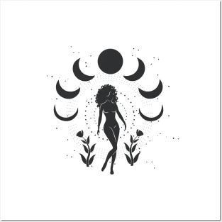 Walking Moon Phases Goddess Posters and Art